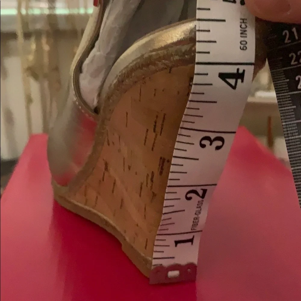 Lilly Pulitzer Metallic Rose Gold Wedge Sandals